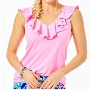 Lilly Pulitzer Alessa Pink Ruffled Tank Top